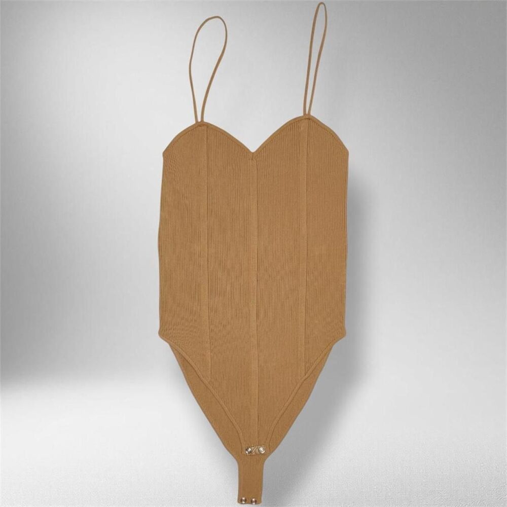 Zara Tan Sweetheart Neck Bodysuit – Size M